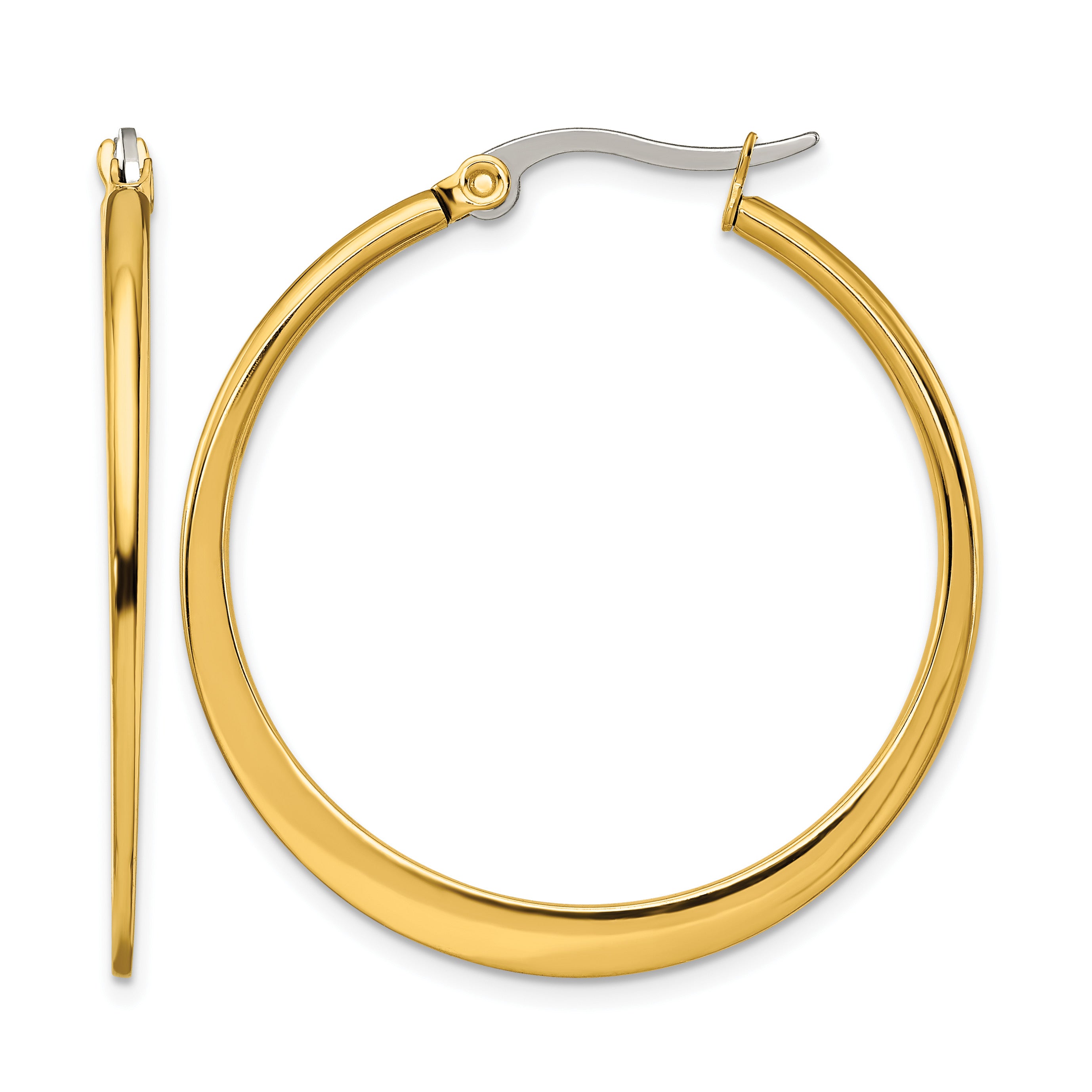 Stainless Steel Gold-Tone Polished Hoop Earrings for Women