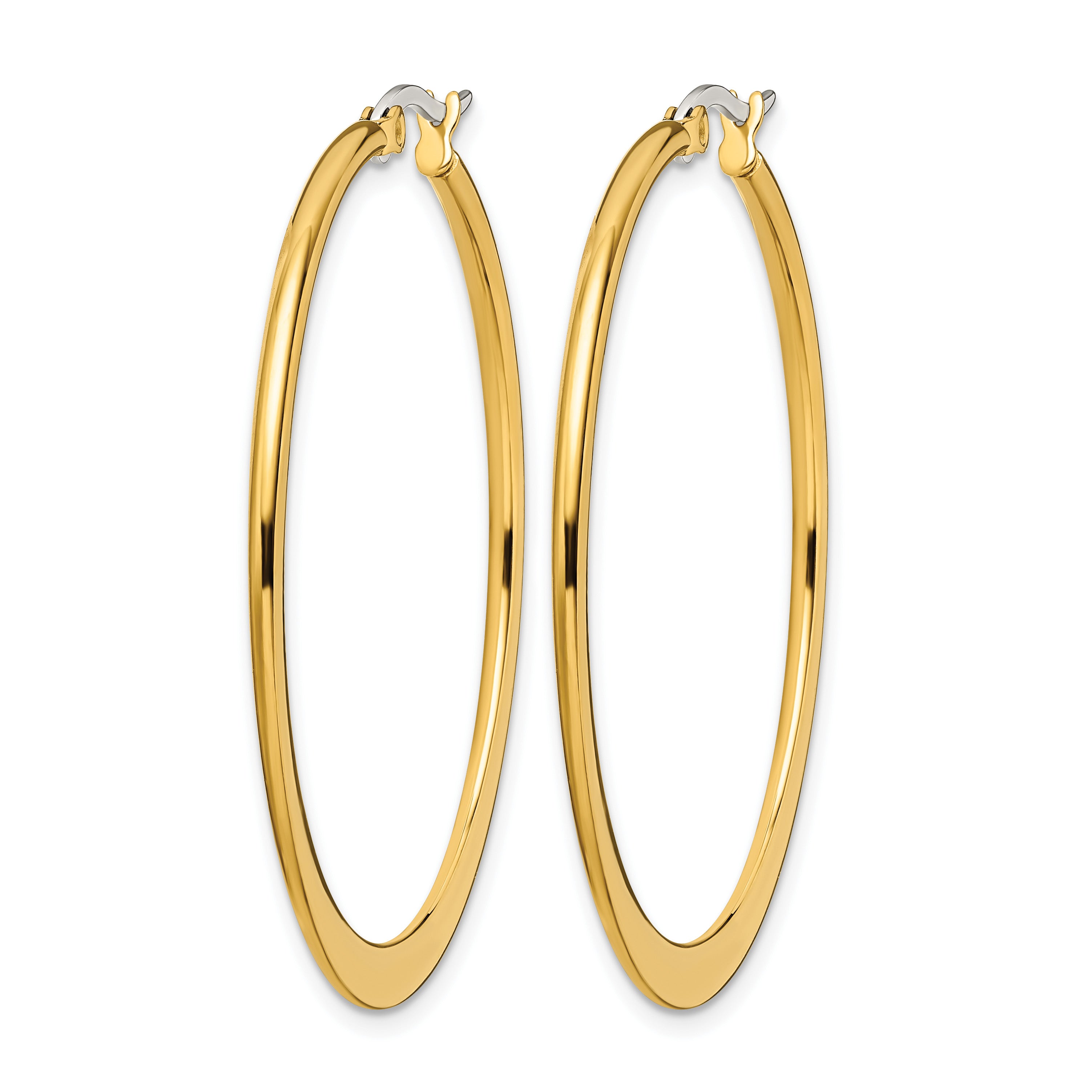 Stainless Steel Gold-Tone Polished Hoop Earrings for Women