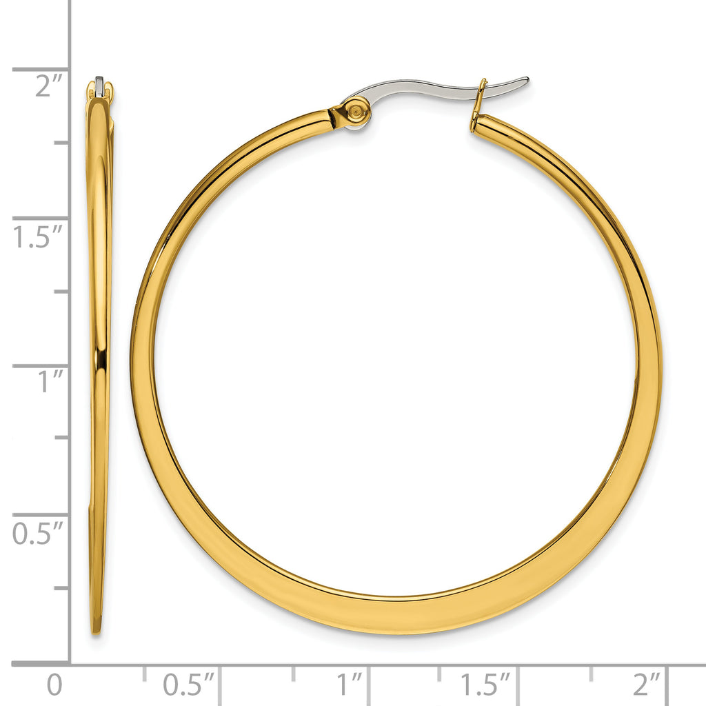 Stainless Steel Gold-Tone Polished Hoop Earrings for Women