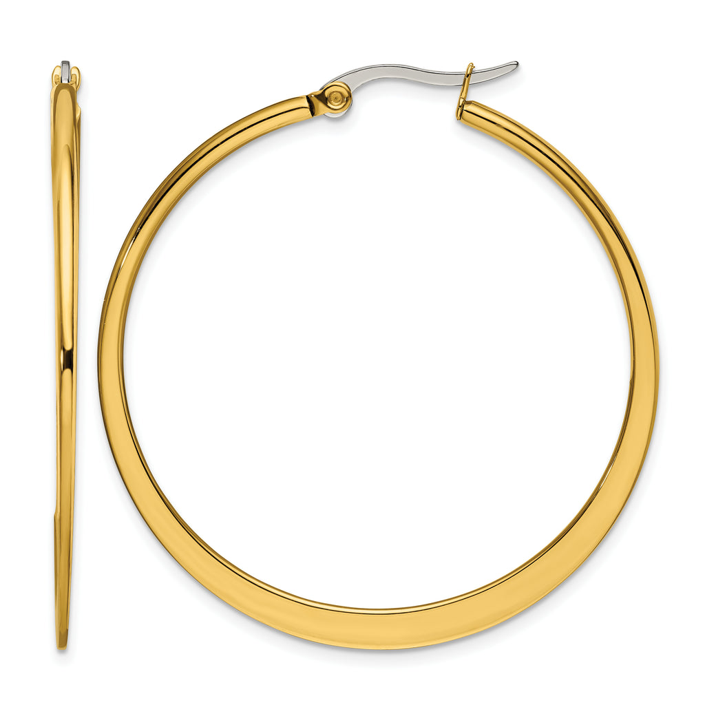 Stainless Steel Gold-Tone Polished Hoop Earrings for Women