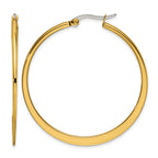 Stainless Steel Gold-Tone Polished Hoop Earrings for Women