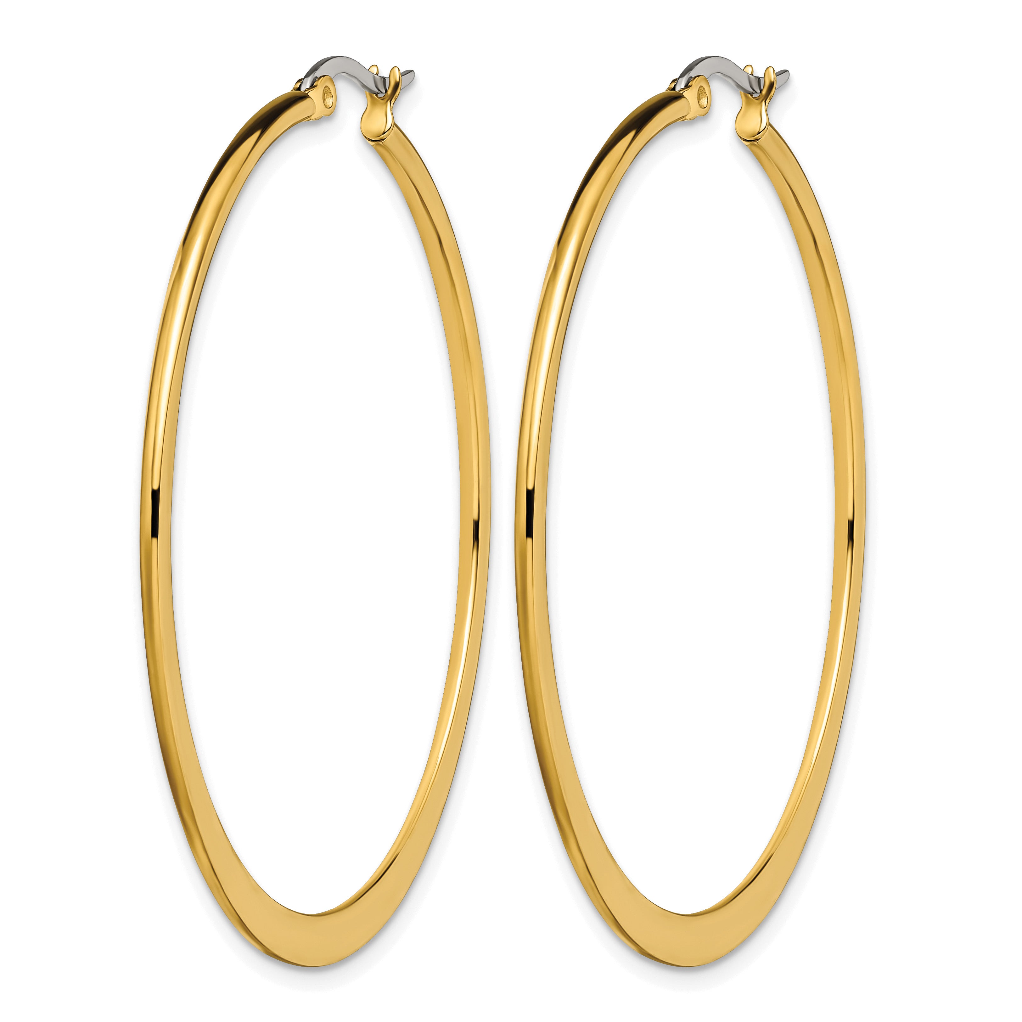 Stainless Steel Gold-Tone Polished Hoop Earrings for Women