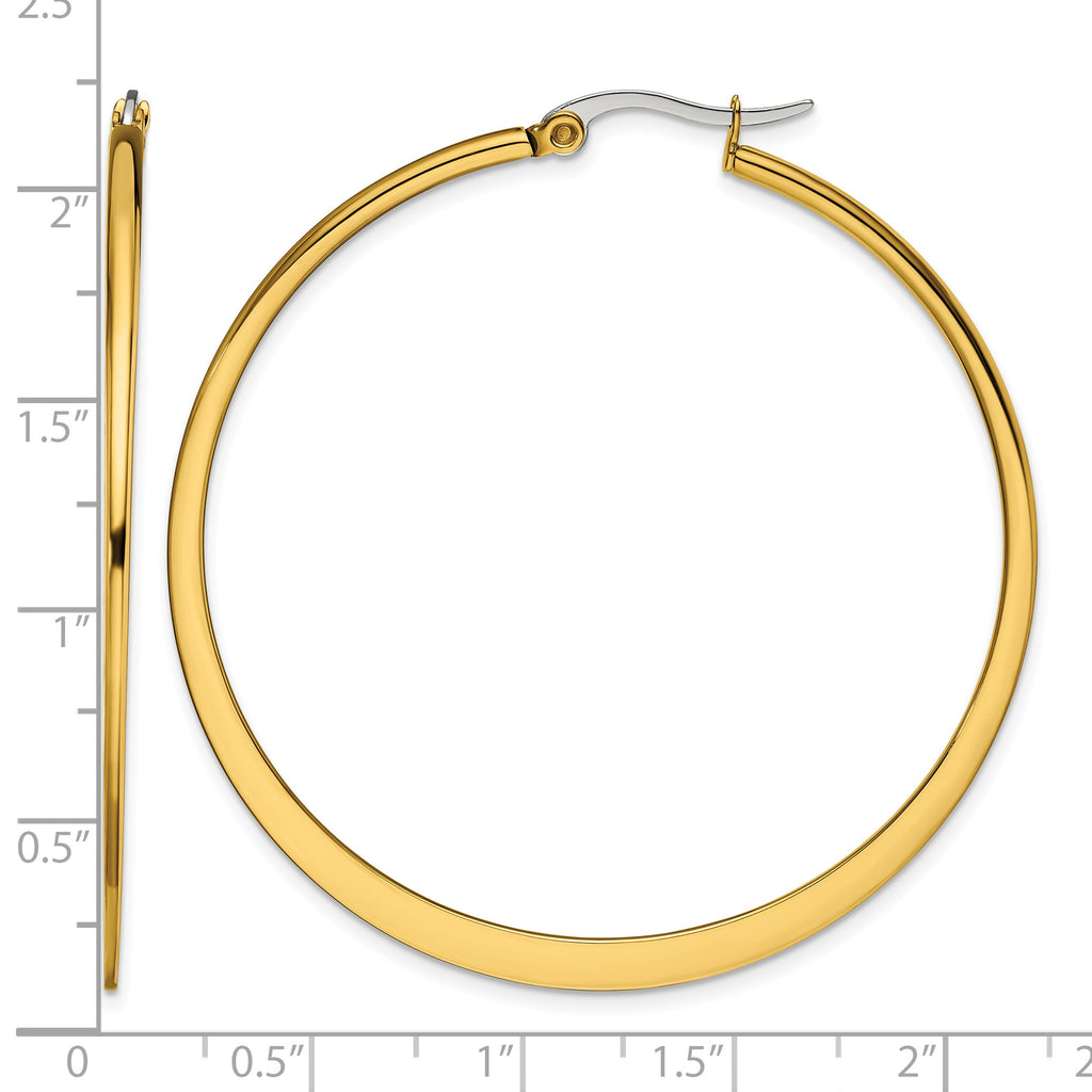 Stainless Steel Gold-Tone Polished Hoop Earrings for Women