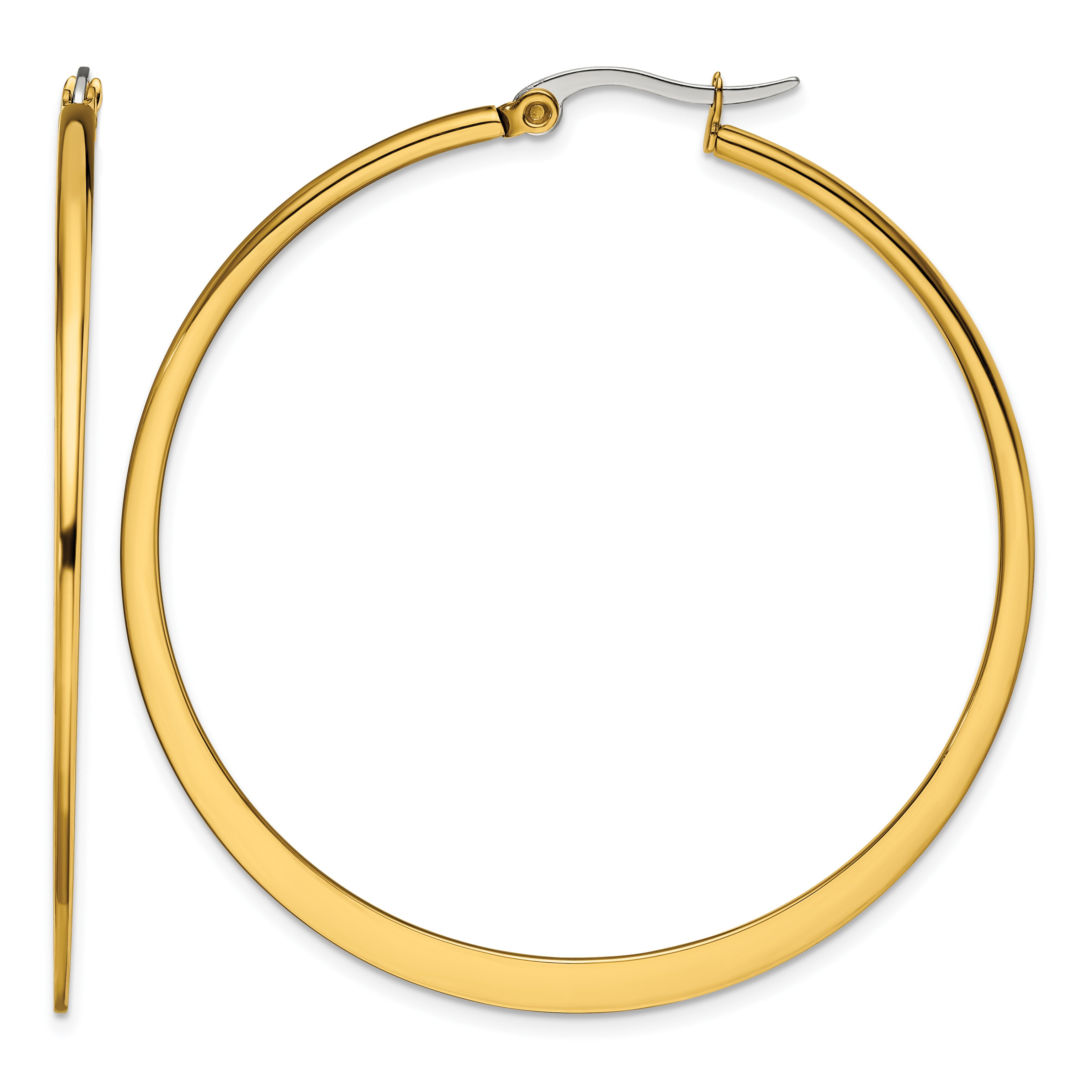 Stainless Steel Gold-Tone Polished Hoop Earrings for Women