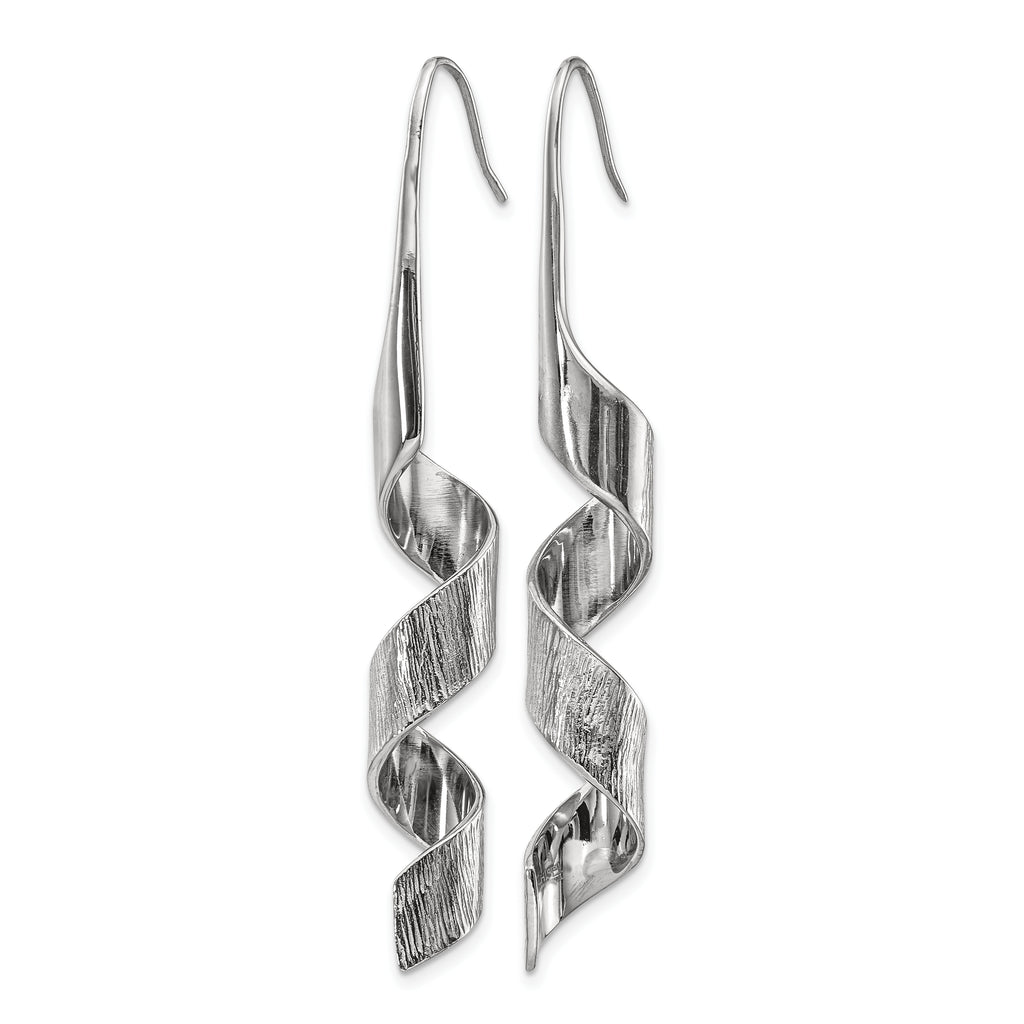 Stainless Steel Polished Textured Drop Dangle Earrings for Women