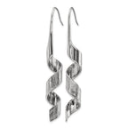 Stainless Steel Polished Textured Drop Dangle Earrings for Women
