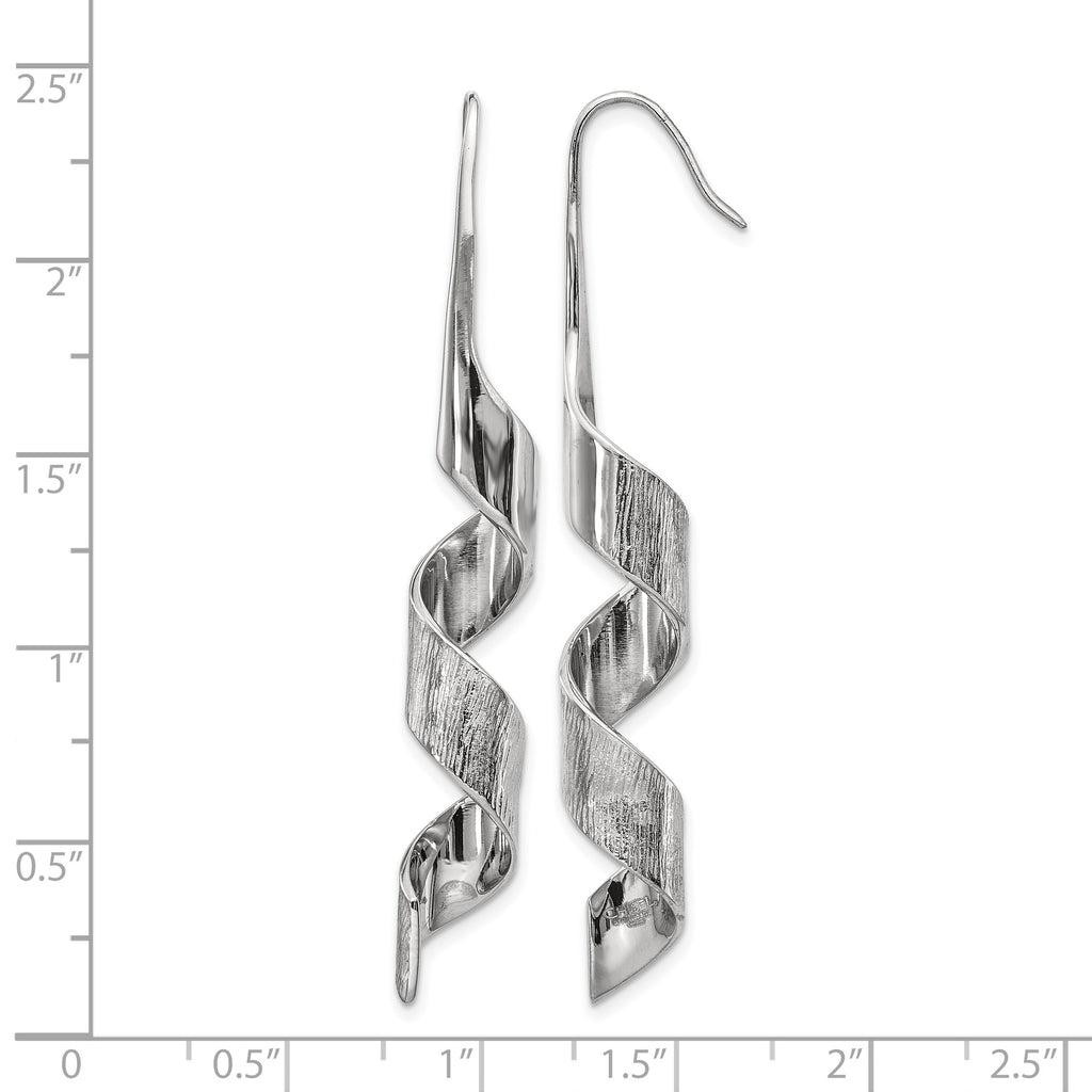 Stainless Steel Polished Textured Drop Dangle Earrings for Women