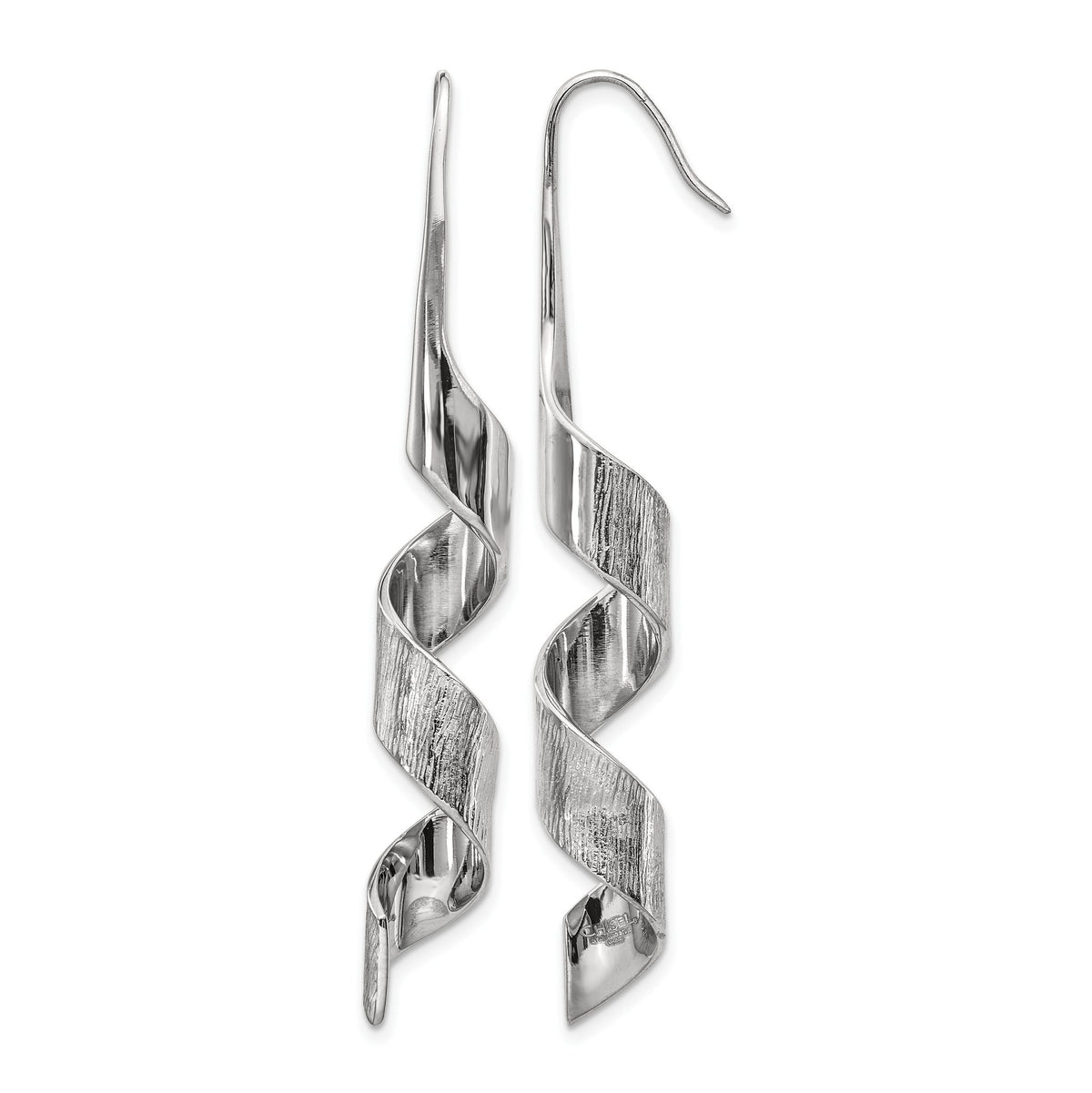 Chisel Swirl Shepherd Hook Dangle Earrings in Stainless Steel, Textured - Sophia Jewelers Main image