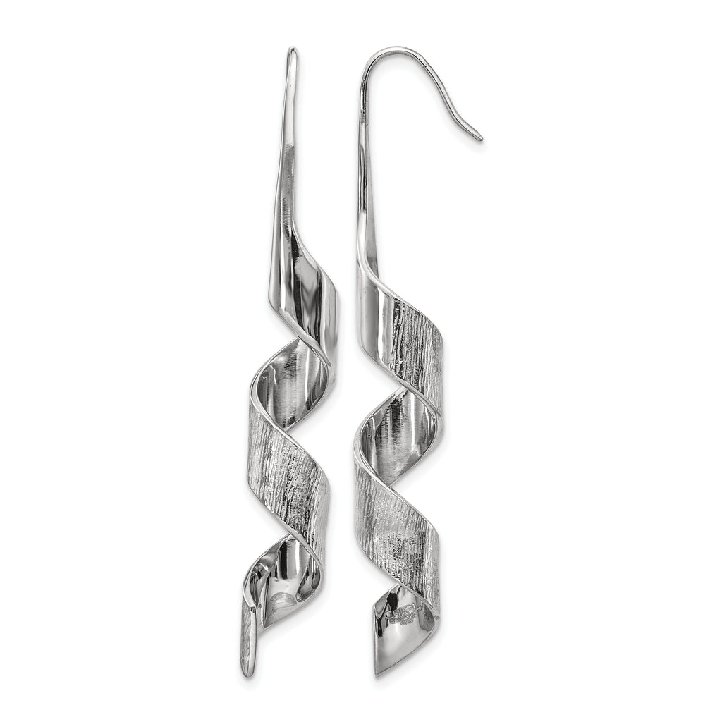 Stainless Steel Polished Textured Drop Dangle Earrings for Women