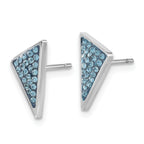 Stainless Steel Polished Blue Crystal Cluster Button Earrings for Women