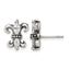 Stainless Steel Antiqued Textured Cubic Zirconia Button Earrings for Women