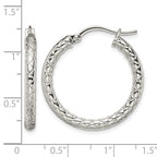 Stainless Steel Polished Textured Hoop Earrings for Women