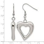 Chisel Stainless Steel Polished Heart Shepherd Hook Dangle Earrings