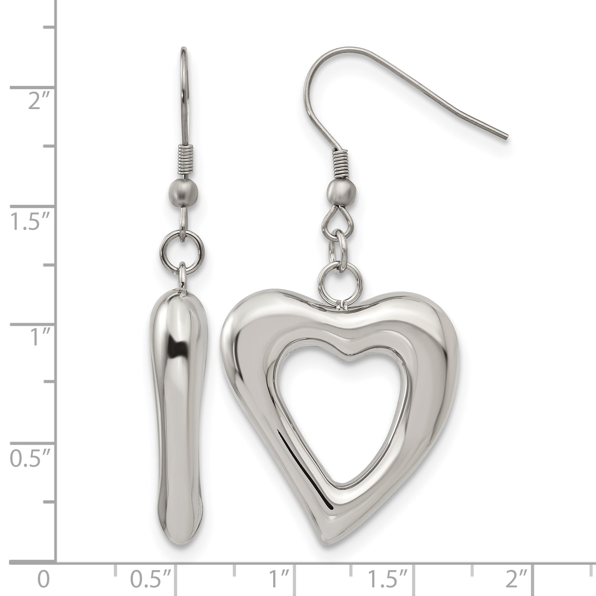 Stainless Steel Polished Heart Drop Dangle Earrings for Women