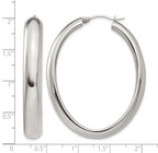 Stainless Steel Polished Oval Hoop Earrings for Women
