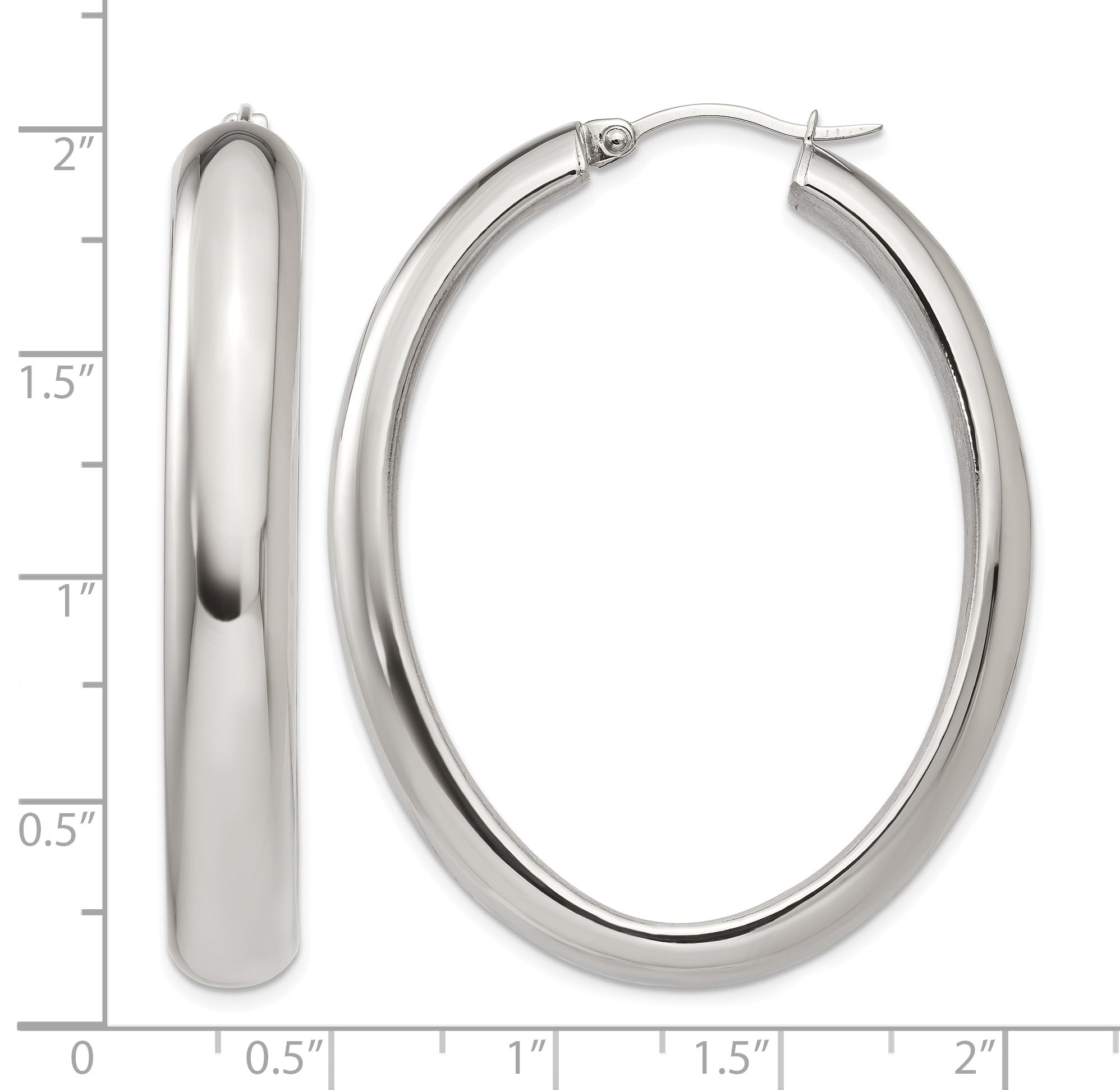 Stainless Steel Polished Oval Hoop Earrings for Women