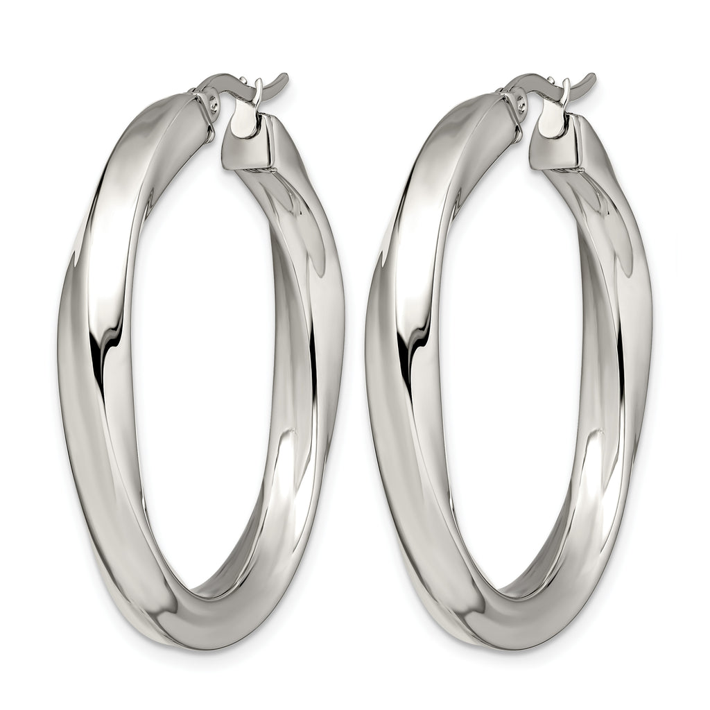 Stainless Steel Polished Twisted Hoop Earrings for Women