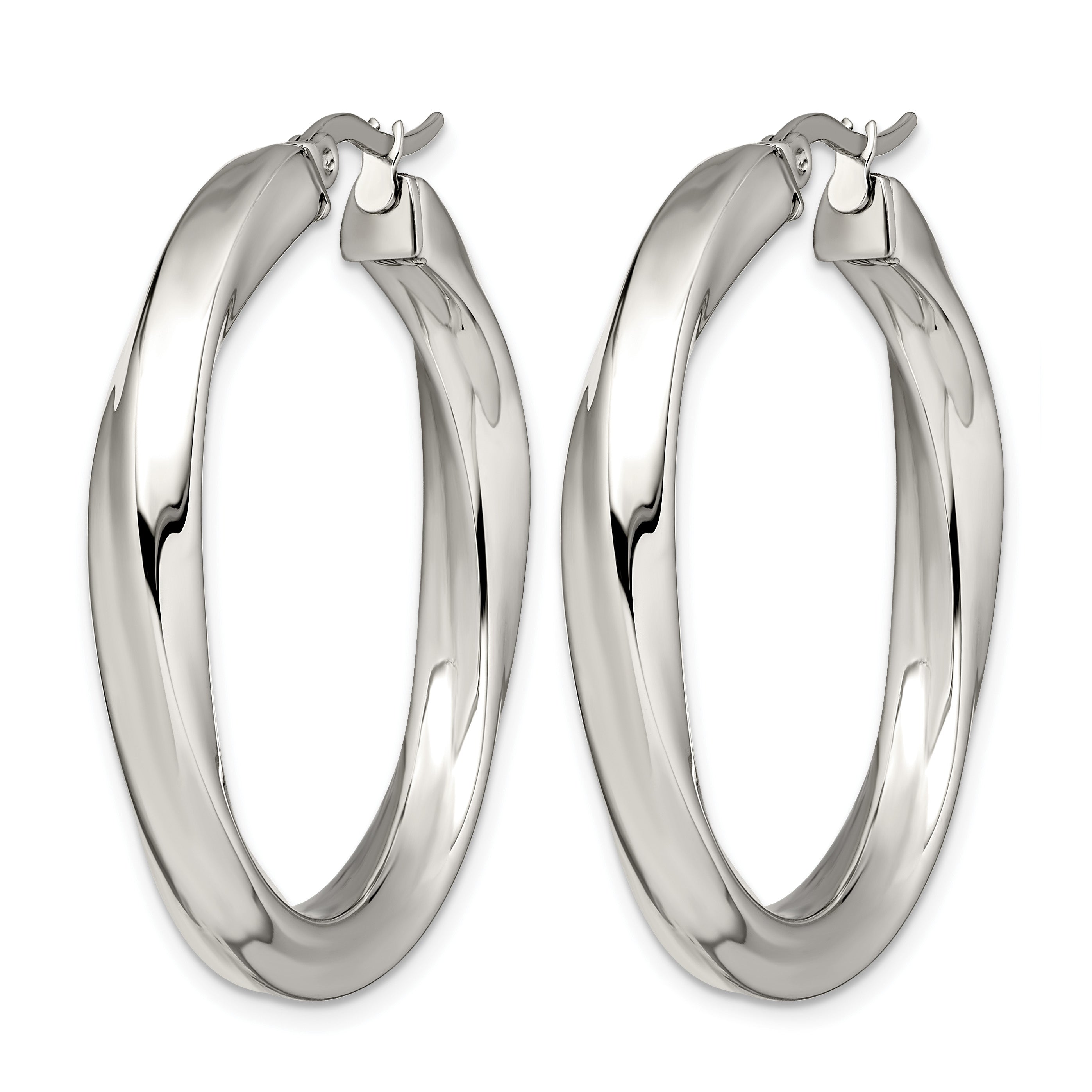 Stainless Steel Polished Twisted Hoop Earrings for Women