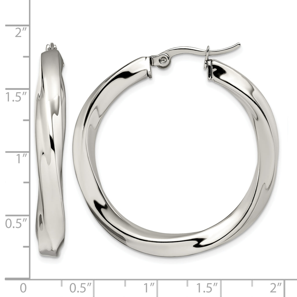 Stainless Steel Polished Twisted Hoop Earrings for Women