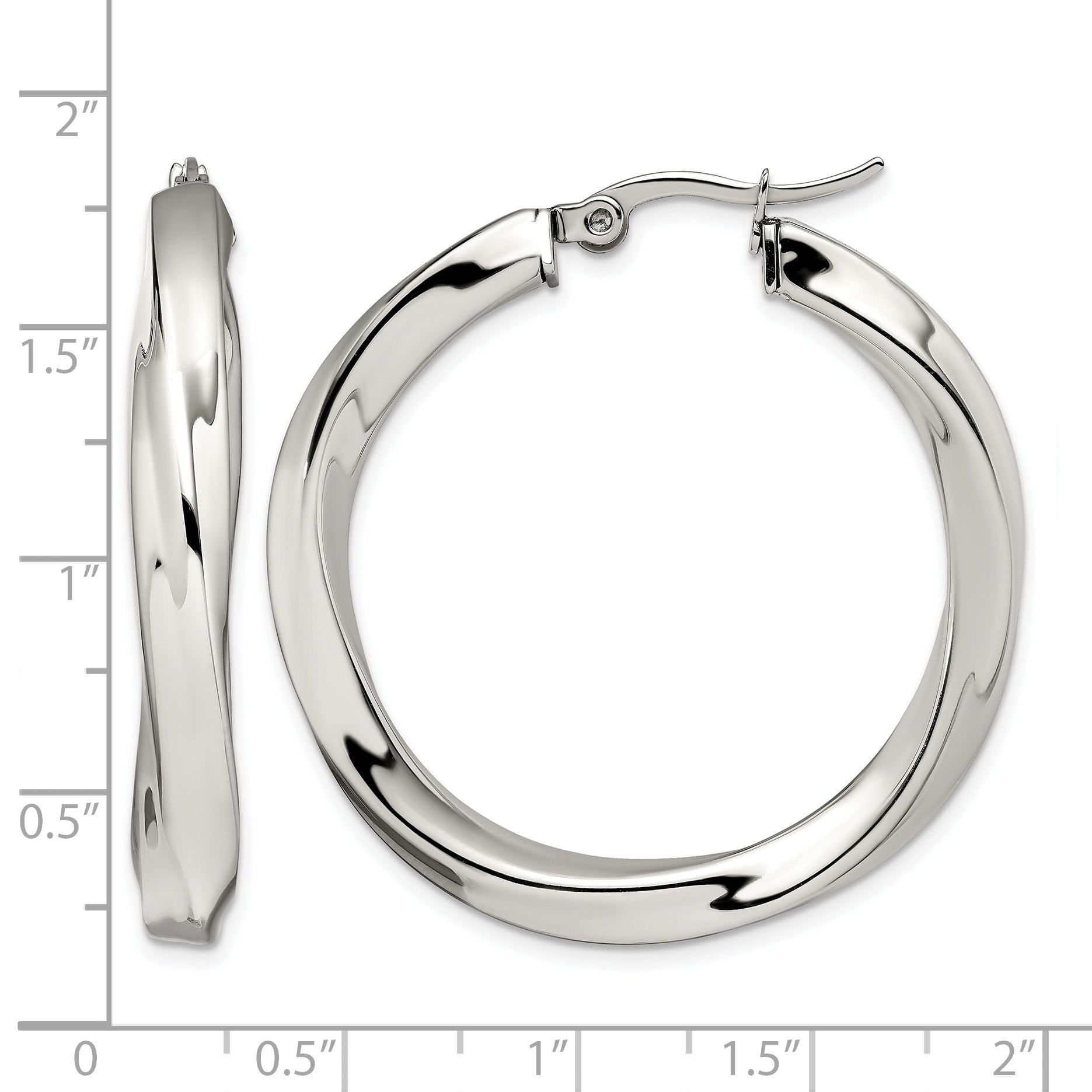Stainless Steel Polished Twisted Hoop Earrings for Women