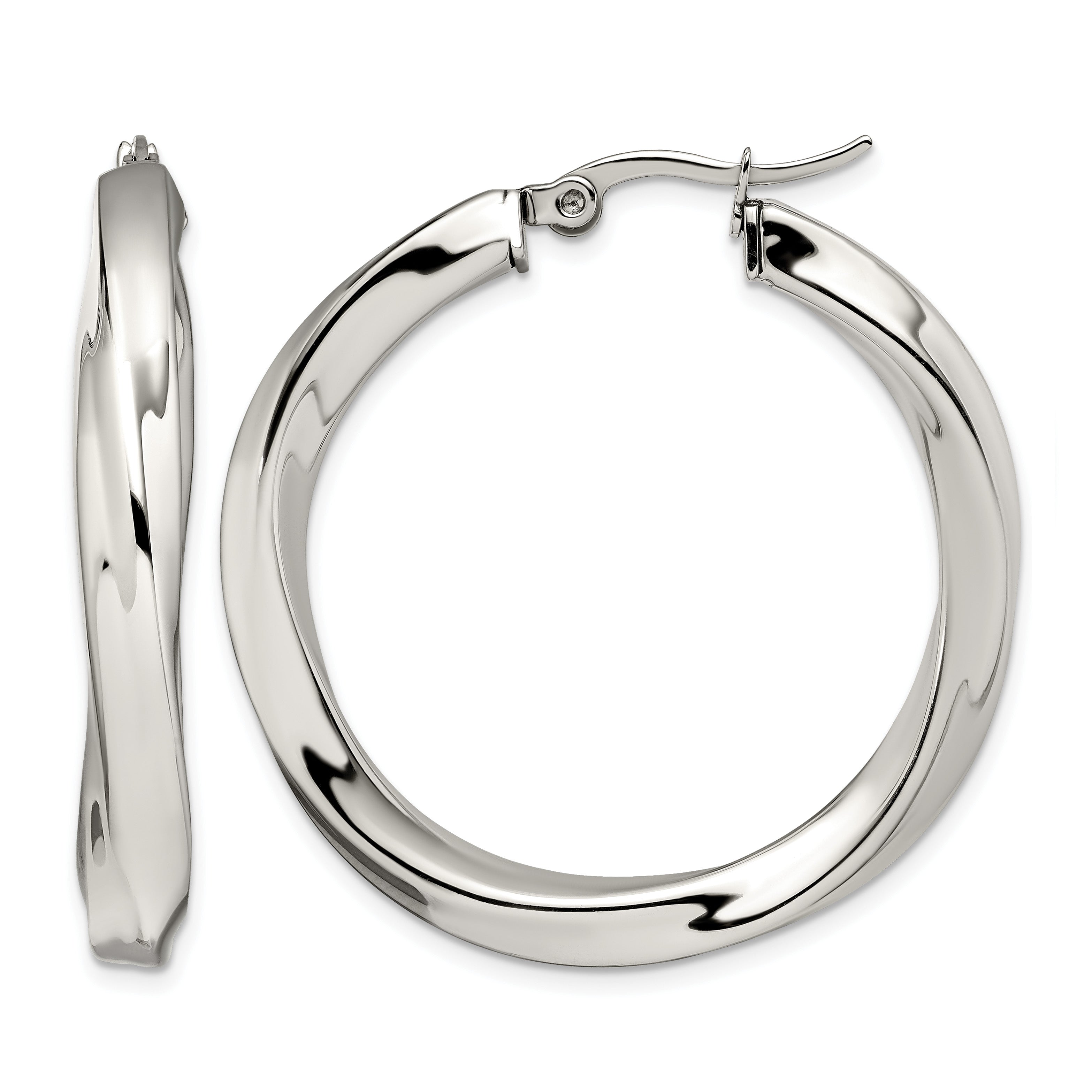 Stainless Steel Polished Twisted Hoop Earrings for Women Main image
