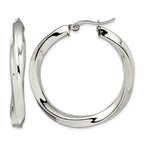 Stainless Steel Polished Twisted Hoop Earrings for Women