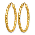 Stainless Steel Gold-Tone Polished Textured Hoop Earrings for Women
