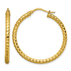 Stainless Steel Gold-Tone Polished Textured Hoop Earrings for Women