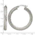 Stainless Steel Polished Textured Hoop Earrings for Women