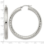 Stainless Steel Polished Textured Hoop Earrings for Women