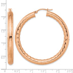 Stainless Steel Rose Gold-Tone Polished Textured Hoop Earrings for Women