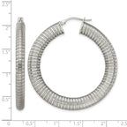 Stainless Steel Polished Textured Hoop Earrings for Women