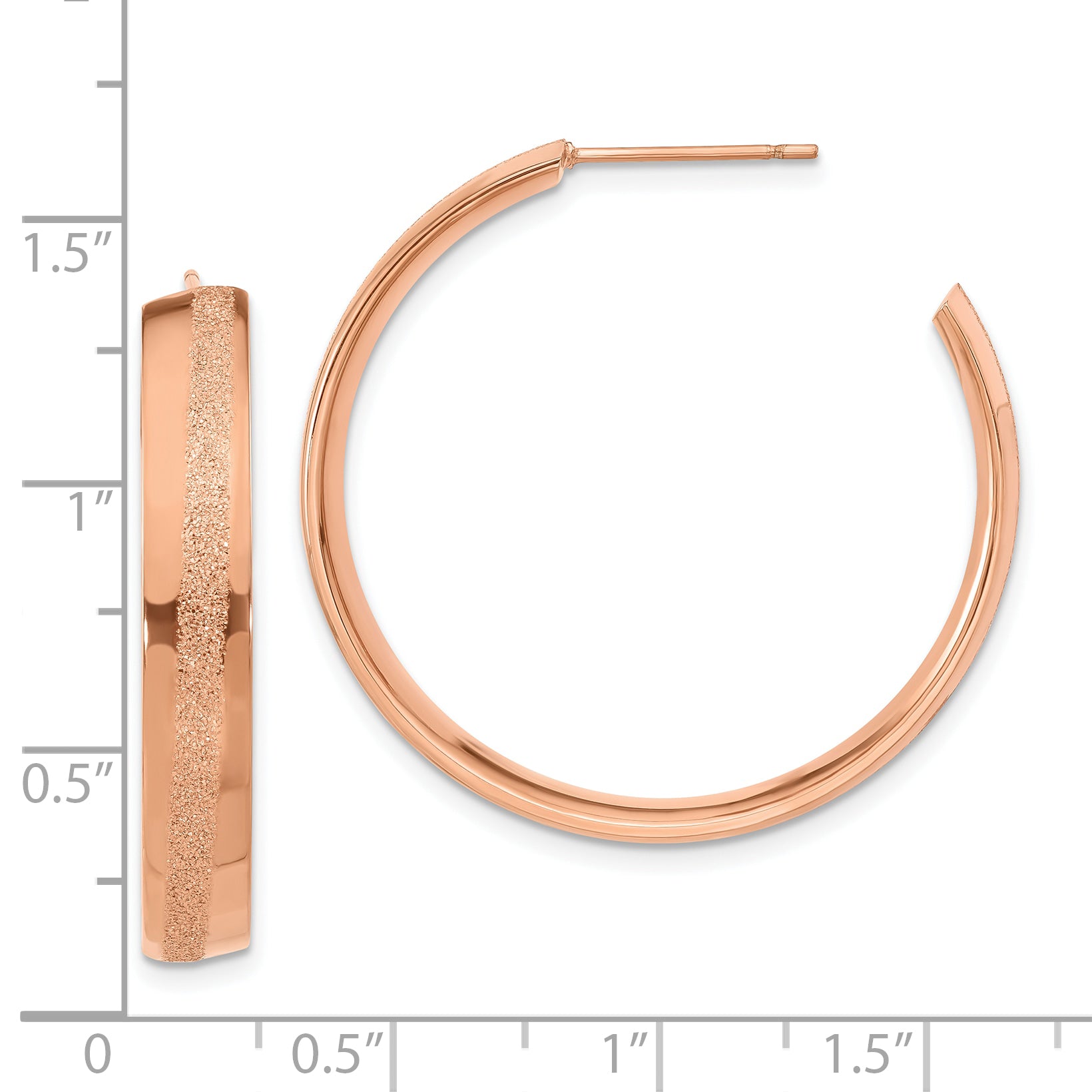 Stainless Steel Rose Gold-Tone Polished Round C-Hoop Earrings for Women