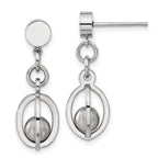 Stainless Steel Polished & Brushed Oval Drop Dangle Earrings for Women