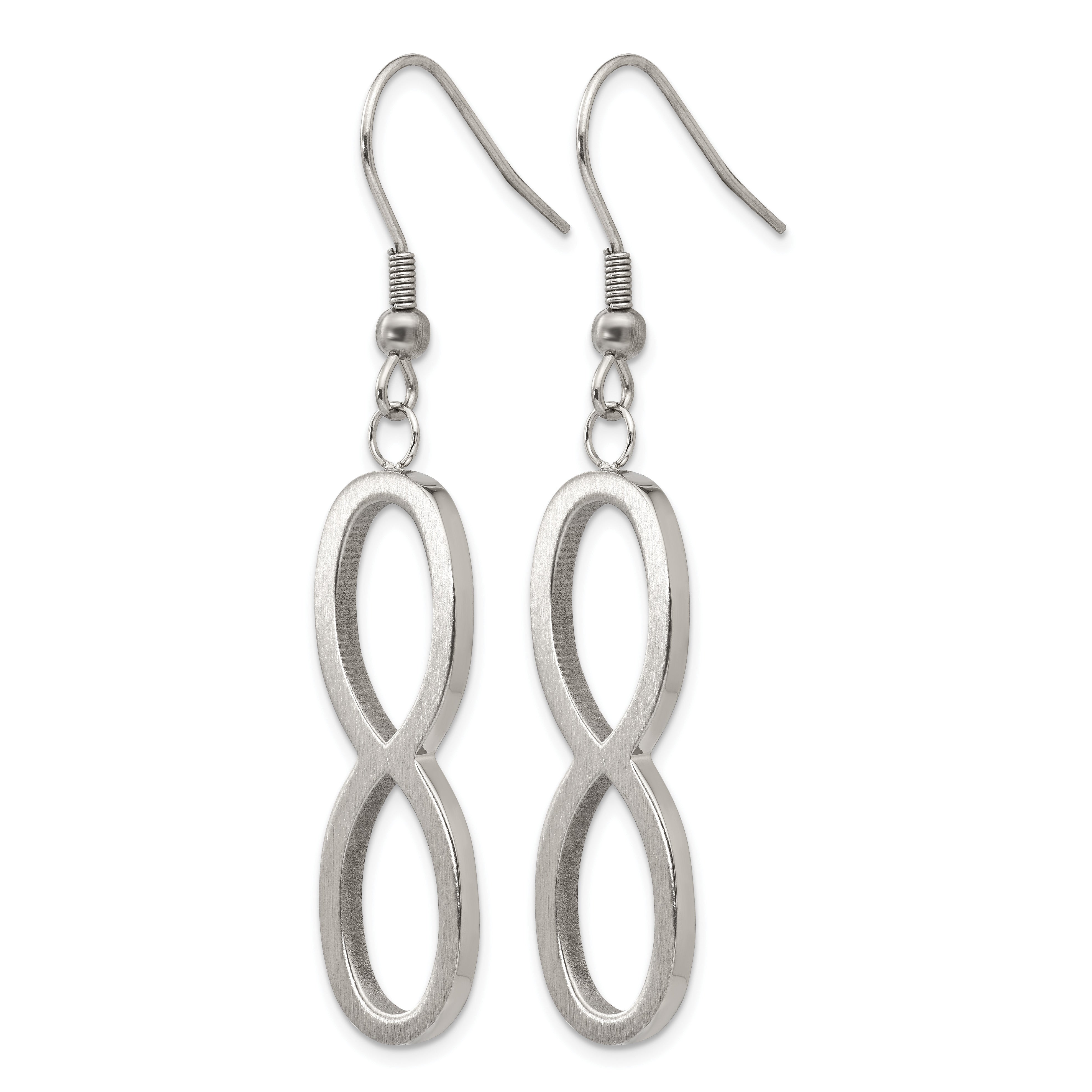 Stainless Steel Polished & Brushed Infinity Drop Dangle Earrings for Women Secondary image