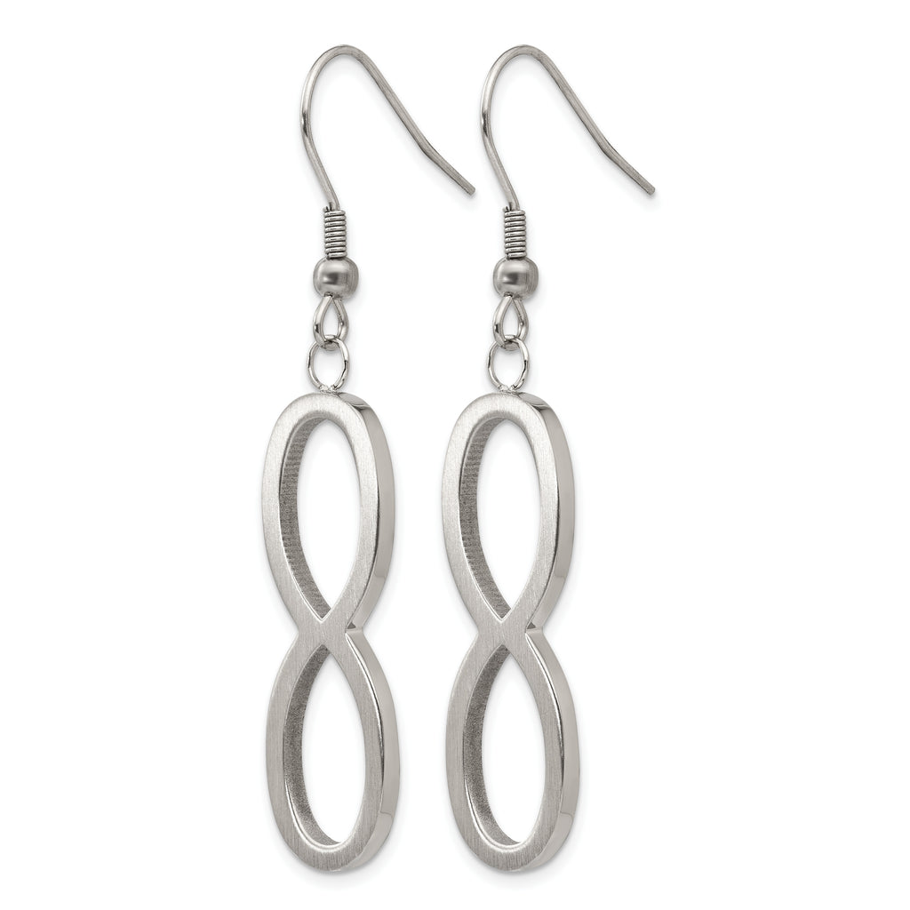 Stainless Steel Polished & Brushed Infinity Drop Dangle Earrings for Women