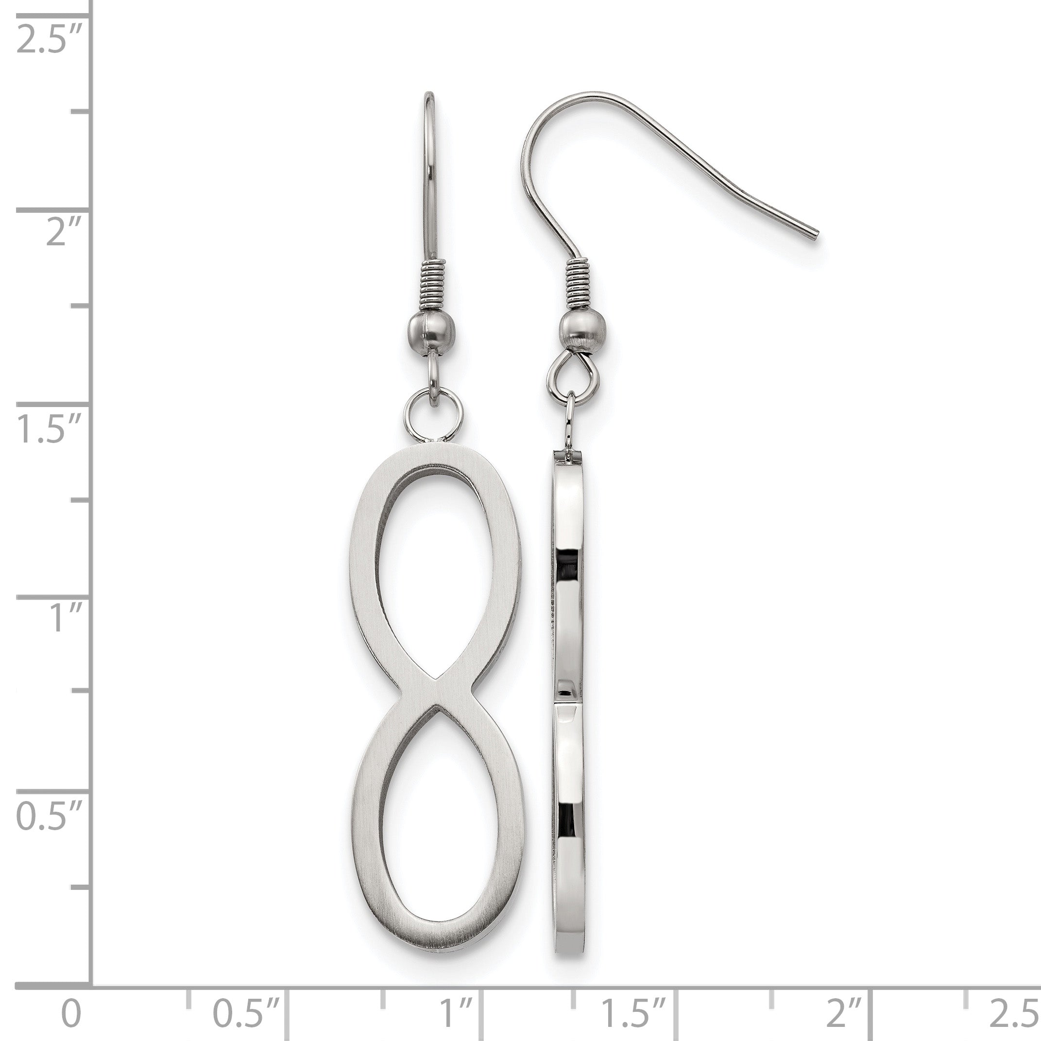 Stainless Steel Polished & Brushed Infinity Drop Dangle Earrings for Women