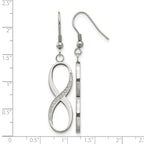 Stainless Steel Polished Infinity Cubic Zirconia Drop Dangle Earrings for Women