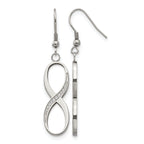 Stainless Steel Polished Infinity Cubic Zirconia Drop Dangle Earrings for Women