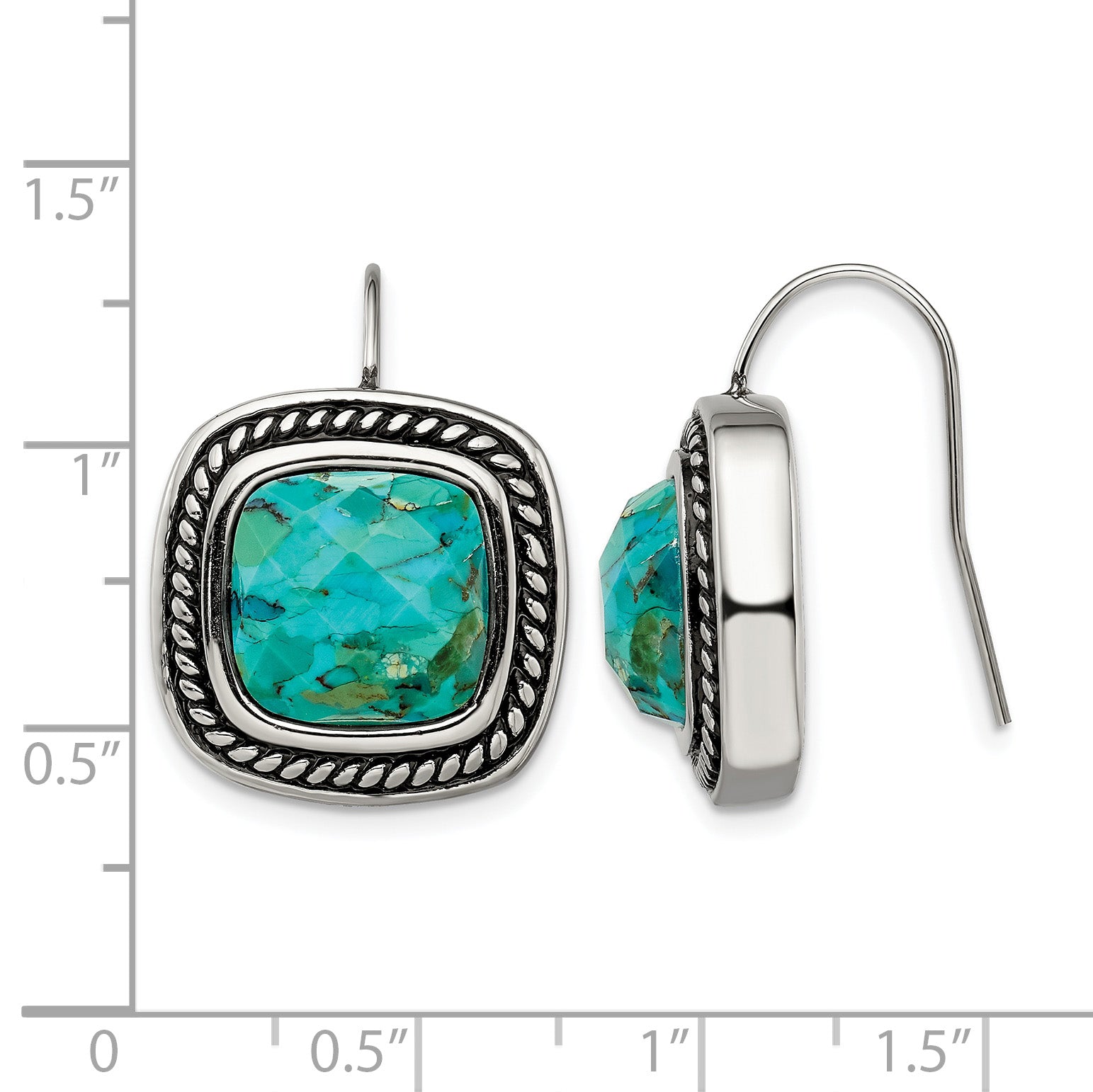 Stainless Steel Polished & Antiqued Drop Dangle Earrings for Women