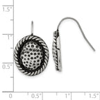 Stainless Steel Polished & Antiqued Oval Drop Dangle Earrings for Women