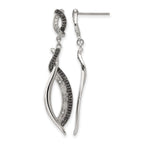 Stainless Steel Polished & Antiqued Black Cubic Zirconia Drop Dangle Earrings for Women