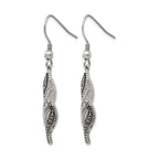 Stainless Steel Polished & Antiqued Black Cubic Zirconia Drop Dangle Earrings for Women
