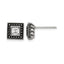 Stainless Steel Polished & Antiqued Square Cubic Zirconia Stud Earrings