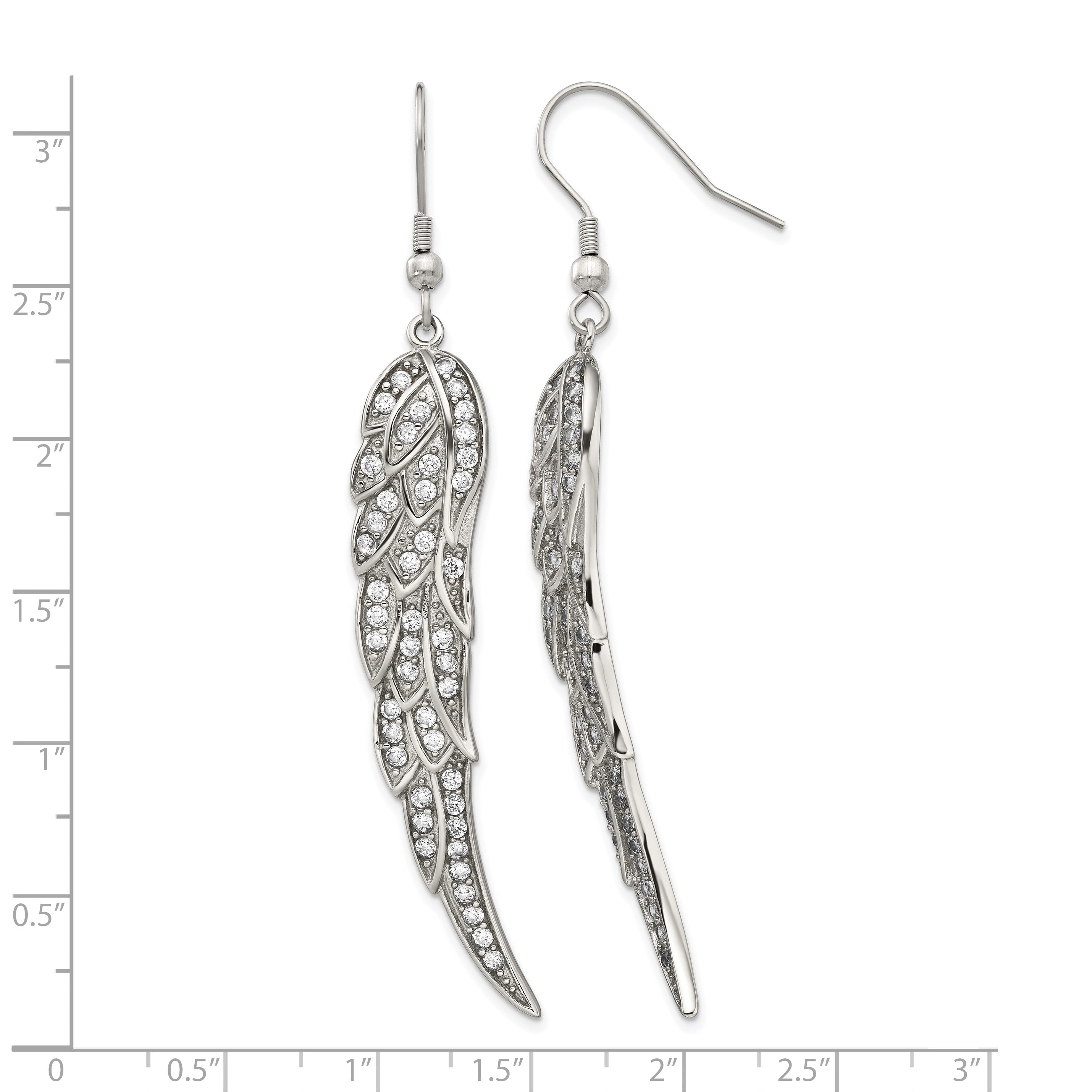 Stainless Steel Polished Cubic Zirconia Drop Dangle Earrings for Women