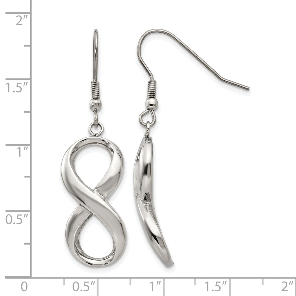 Stainless Steel Polished Infinity Drop Dangle Earrings for Women