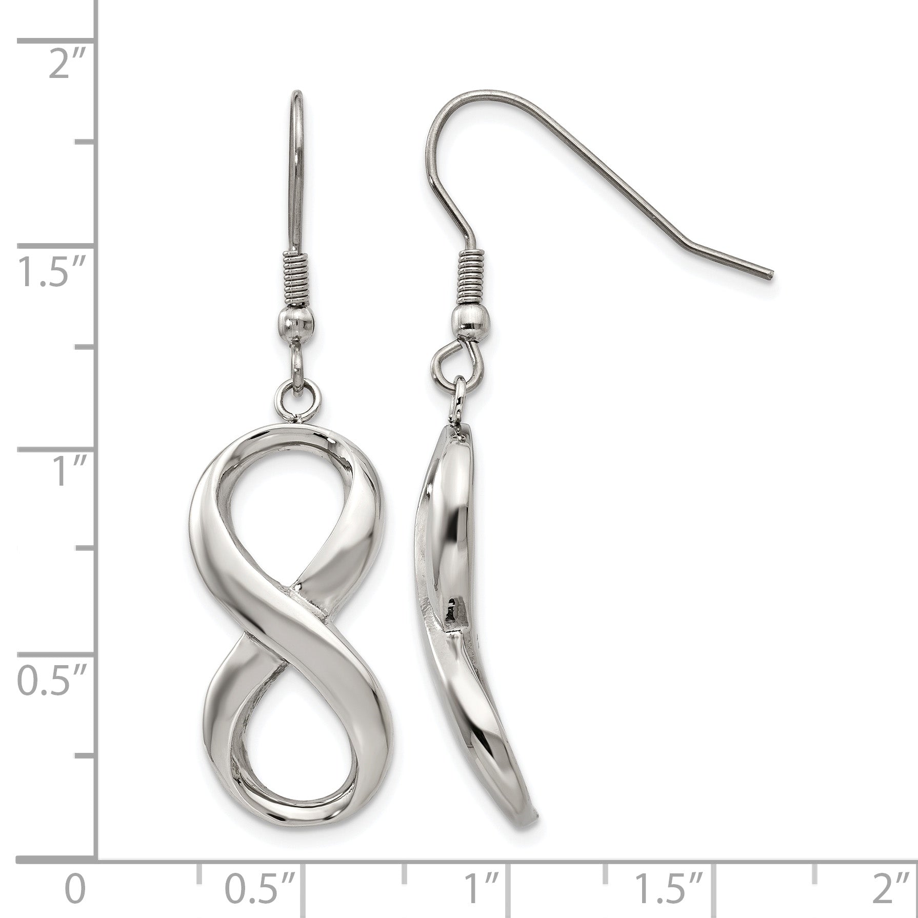 Stainless Steel Polished Infinity Drop Dangle Earrings for Women