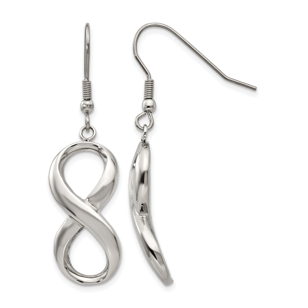 Stainless Steel Polished Infinity Drop Dangle Earrings for Women