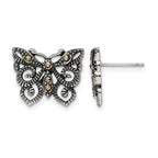 Stainless Steel Polished & Antiqued Button Earrings for Women