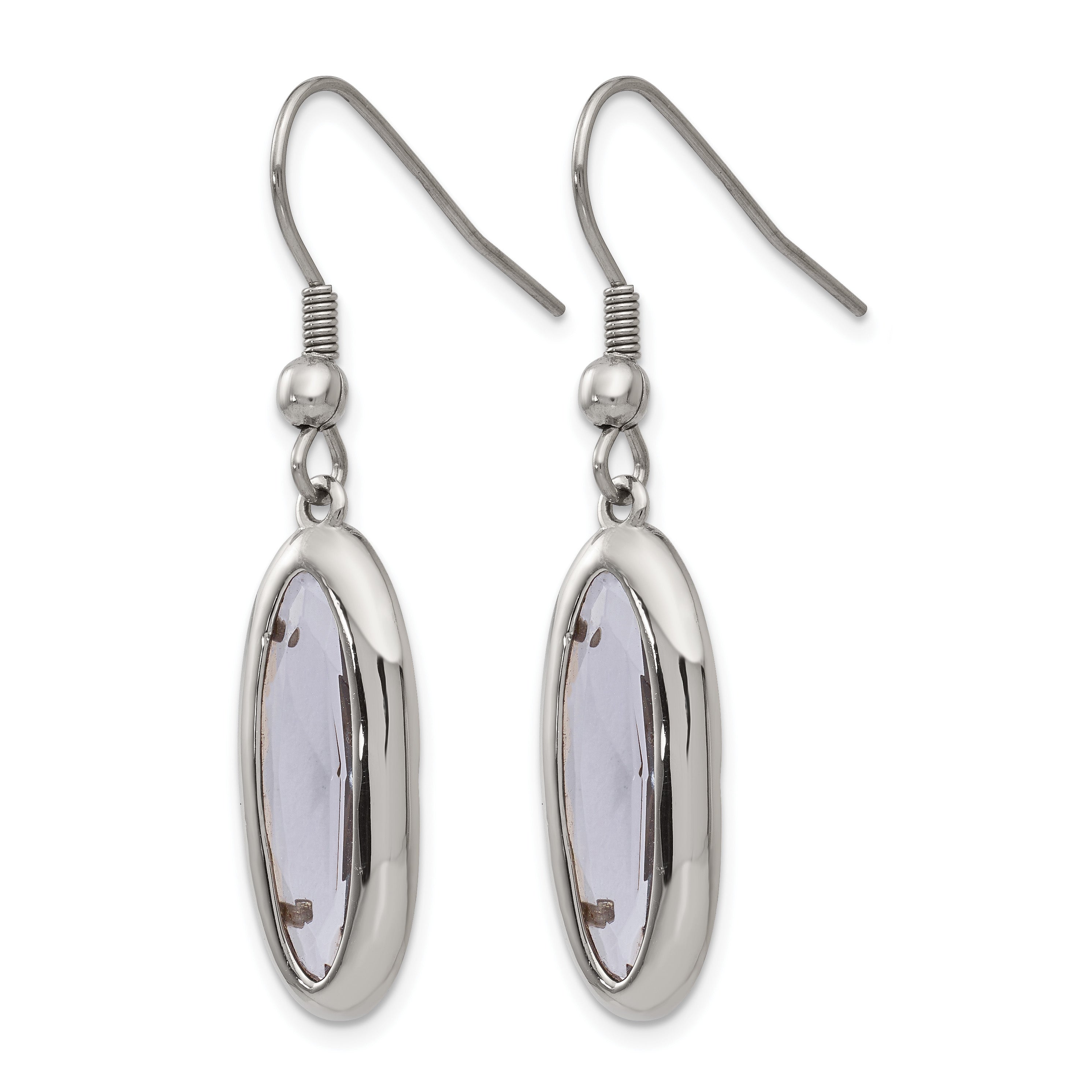 Stainless Steel Polished Oval Drop Dangle Earrings for Women Secondary image